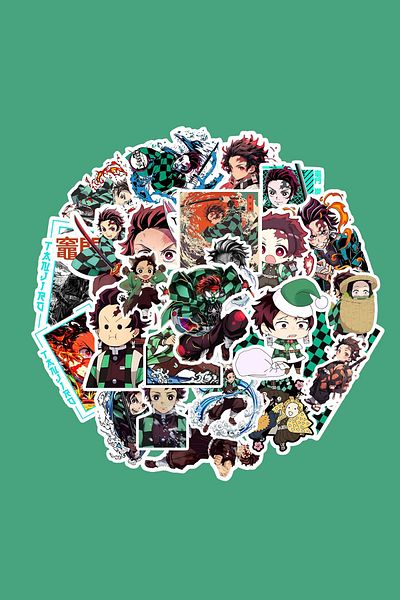 dadi ramba Tanjiro Kamado Sticker Pack -Bullet Journal - Agenda -Laptop Sticker Decal