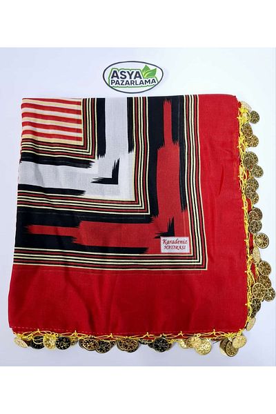 ASYA PAZARLAMA Black Sea Lira Writing - Cheesecloth, Discovery, Scarf, Shawl, Scarf, Hair Band, Bandana, Push