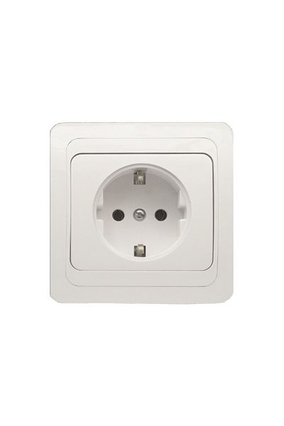 flores Priza simpla cu impamantare, patrata, alb, 81 x 81 mm