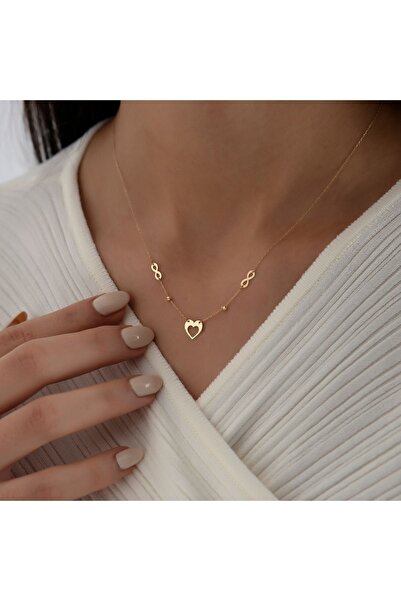 Ersöz Kuyumculuk 14 Ayar Hediyelik Altın Kolye (KALP/SONSUZLUK)