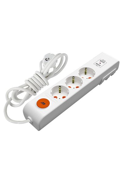flores Mutlusan extension cord, with switch and LED, 2 x USB, 2 m, 3 sockets