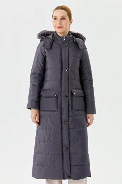 Günay Karaca Ahval Inflatable Women's Winter Coat Fiber Filling Hooded 6043