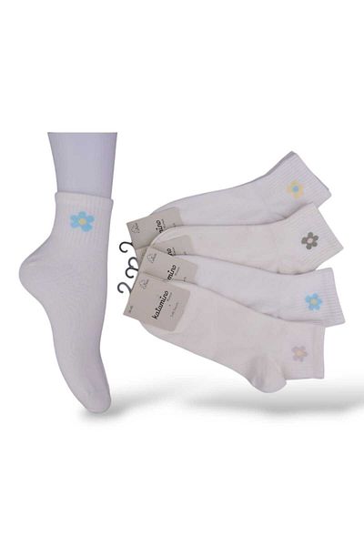 Katamino Soft Textured Women's Cotton White Short Conch Socks Pack of 4