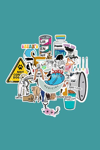 dadi ramba Veterinary Sticker Pack -Bullet Journal - Agenda -Laptop Label Sticker