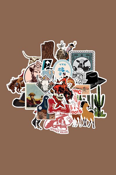 dadi ramba Western Themed Sticker Pack -Bullet Journal - Agenda -Laptop Sticker Decal