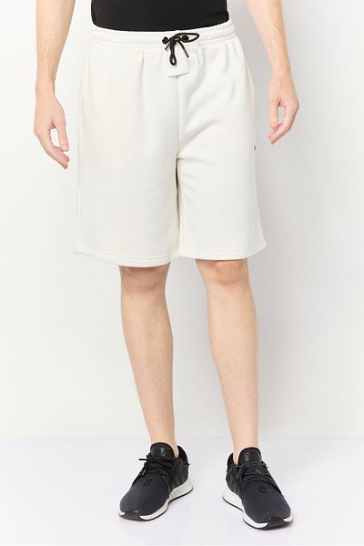 Algspar Men Brand Logo Basic Shorts, Off White