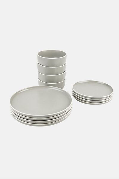 NANETTE LEPORE 12 Piece Stoneware Dinner Set, Grey