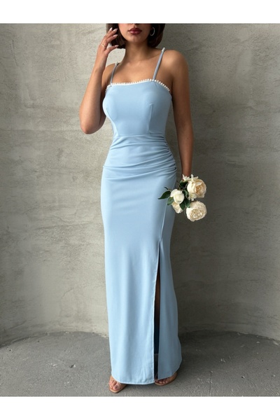 ADA MODA Long strappy dress accessorized with pearls