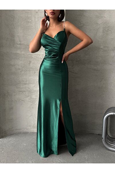 ADA MODA Rochie lungă cu bretele cu strasuri