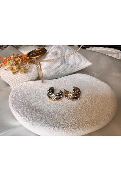 H&S AKSESUAR Zirkon taşlı Yarım halka küpe