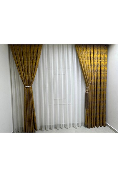 NİVEMESHOME V -5301 Istanbul Mustard 1/3 Firm Plied Background Curtain Apm
