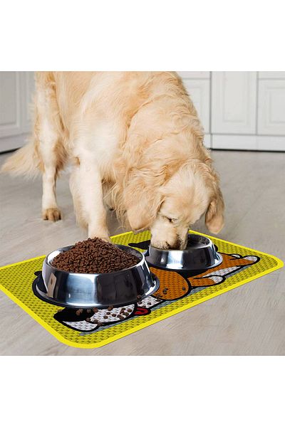 PeraMila Cat Dog Food and Water Bowl - With Underpads and Scratching Features
