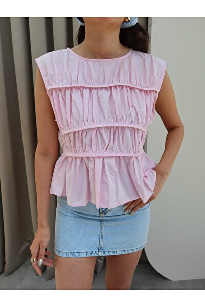 ESRAHELVACI Pink Gather Detail Blouse