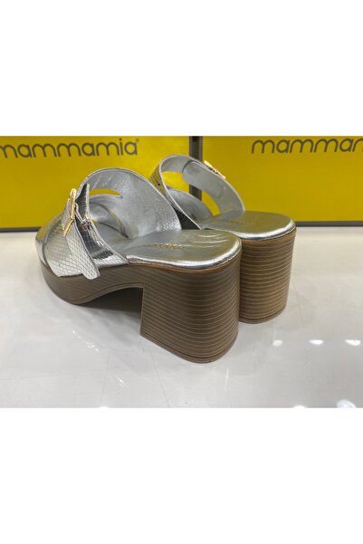 Mammamia D25YT-1200 Жіночі справжні шкіряні капці на підборах з ламе