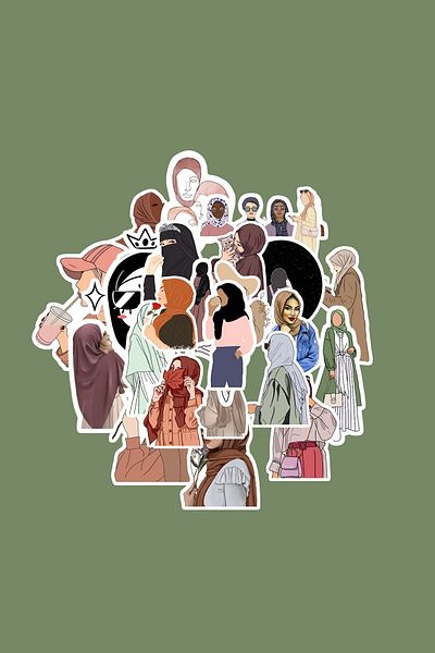 dadi ramba Hijab Sticker Pack -Bullet Journal - Agenda -Laptop Sticker Decal