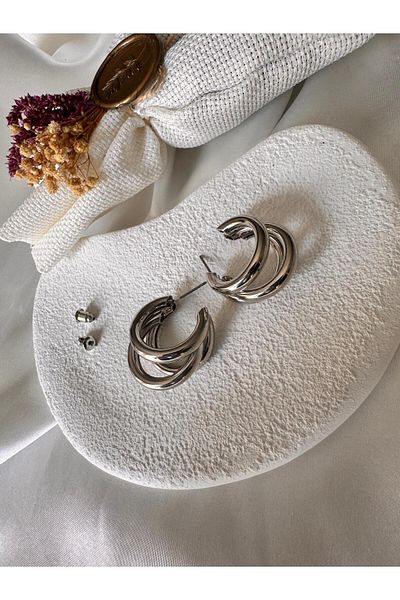 H&S AKSESUAR Triple look pipe model large hoop earrings