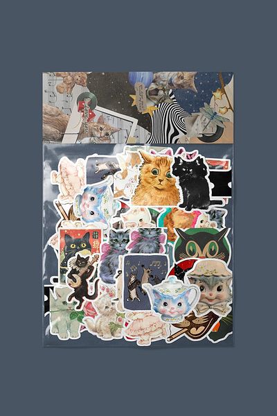 dadi ramba Vintage Cat Sticker Pack -Bullet Journal - Agenda -Laptop Label Sticker