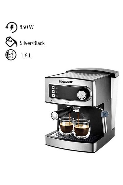 sonashi 15 Bar All-in-One Coffee Maker with Overheat Protection | 1.6L Large Detachable Water Tank / Steam N