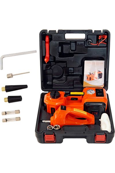 Primo Plus 5 ton Car Jack with Built-in Air Compressor, Electric Impact Wrench, Car Tools LED Light, Safet