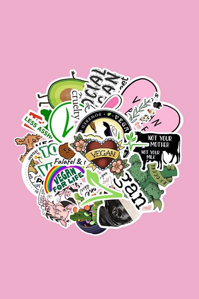 dadi ramba Vegan Sticker Pack -Bullet Journal - Agenda -Laptop Sticker Decal