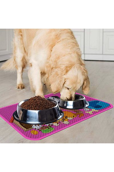 PeraMila Cat Dog Food and Water Bowl - With Underpads and Scratching Features