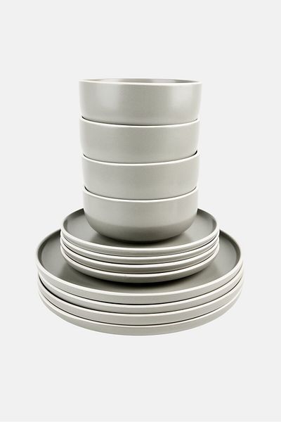 NANETTE LEPORE 12 Piece Stoneware Dinner Set, Grey