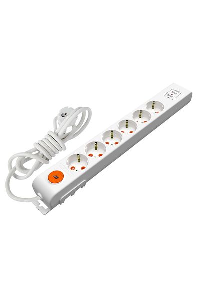flores Prelungitor Mutlusan, cu intrerupator si led, 2 x USB, 2 m, 6 prize