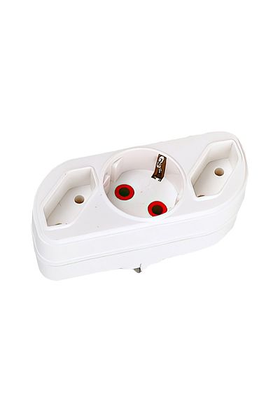 flores Triplu stecher Fetih, 3 posturi, 1 x Schuko, 2 x Euro