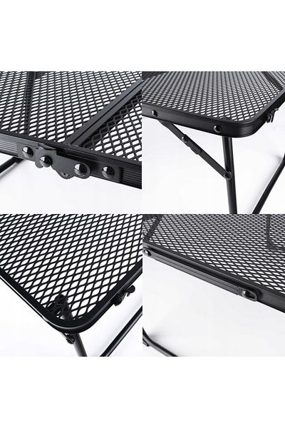 zola Folding camping table, portable, aluminum frame, non-slip feet, 60x40x25 cm, black