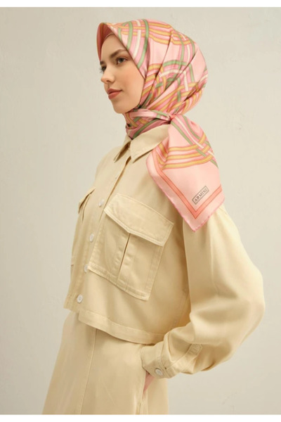 Armine سورا وشاح حريري 9333-06 نمط مختلط وردي