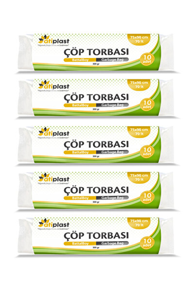 Atiplast Endüstriyel Çöp Torbası Battal Boy 75 x 90 Siyah 300 Gr 5 Lİ