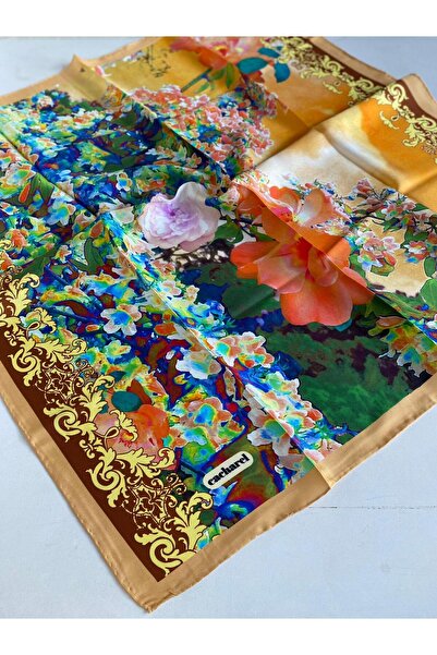 Cacharel Tivil Silk Scarf 44450 Yavruağzı Mixed Pattern