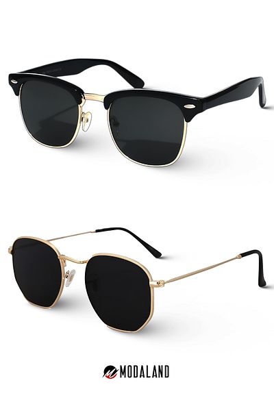 ModaLand Clp Beşgen - 2-piece Black Glasses Set, New Luxury Super Deal