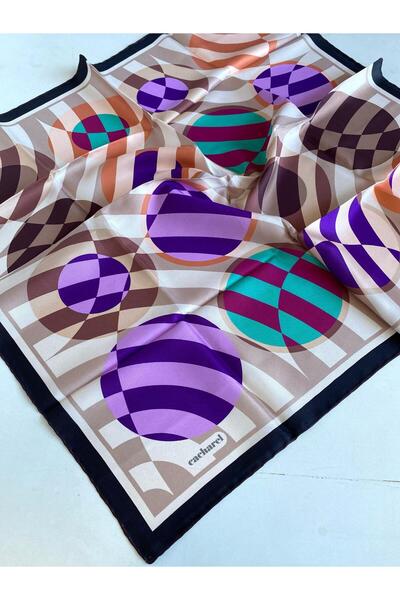 Cacharel Tivil Silk Scarf 44820 Brown Mixed Pattern