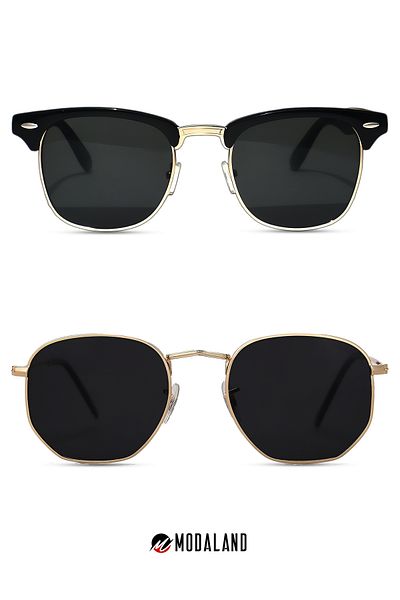 ModaLand Clp Beşgen - 2-piece Black Glasses Set, New Luxury Super Deal