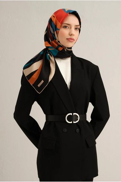 Armine Μεταξωτό φουλάρι Tivil 9328-52 Μαύρο Μικτό Μοτίβο