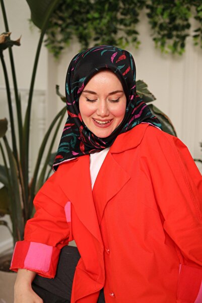 Silk Home Tivil Silk Scarf Ist11432-77 Black, Pink, Red, Green