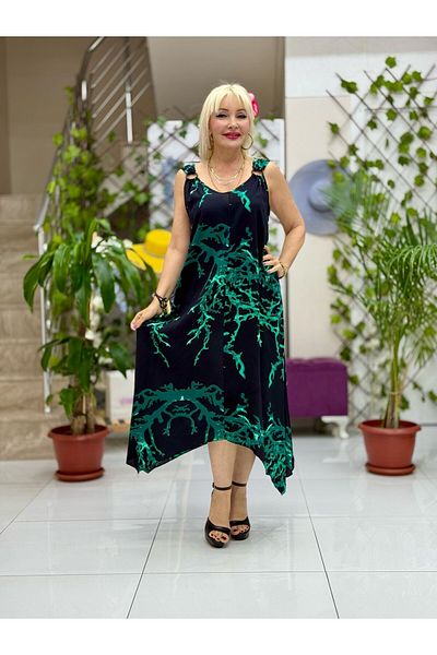 Punta Otantik Hl14012 Viscose Crescent Dress with Shoulder Ring Straps