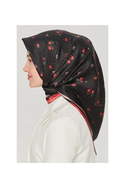 Armine Nostalgia Tivil Silk Scarf 8502-09 Black Mixed Pattern