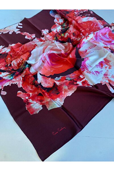 Pierre Cardin Μεταξωτό Φουλάρι Sura 43355 Βουργουνδίας με Μικτό Σχέδιο