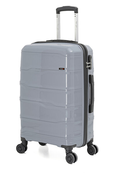 FOCUX 23 Orta Boy Kırılmaz Polipropilen Valiz Seyahat Tatil Çeyiz Tekerlekli GRİ