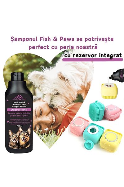 Fish & Paws Șampon caini și pisici Fish & Paws®, natural, Vitamina B5, 750ml, curațăre delicată și hidratare