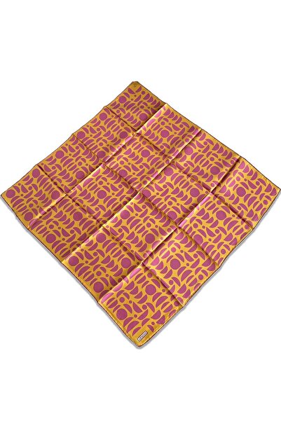 Armine Μουσταρδί ροζ γεωμετρικό σχέδιο Sura μεταξωτό μαντήλι 9174 - 57