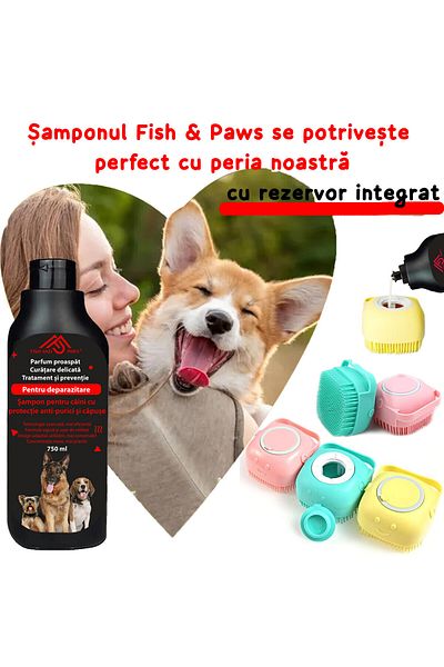 Fish & Paws Șampon câini antiparazitar Fish & Paws®, anti purici și căpușe, natural, 750ml, Vitamina B5