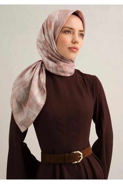 Armine Sura Silk Scarf 9339-82 Mink Mixed Pattern
