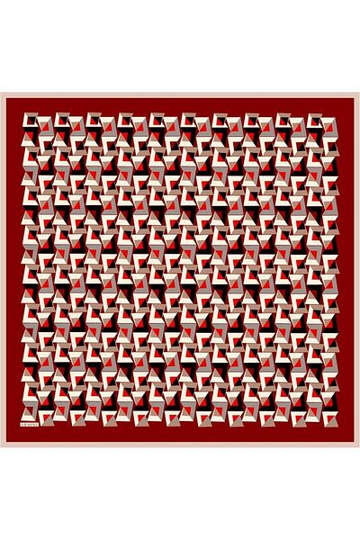 Armine Nostalgia Tivil Silk Scarf 8720-02 Red Mixed Pattern