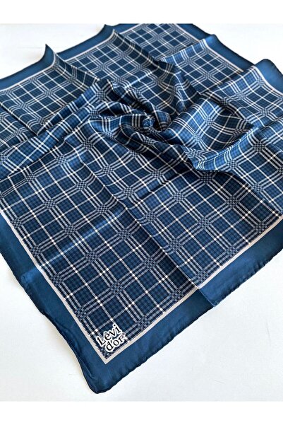 Levidor وشاح حريري تيفيل 47061 نمط منقوش باللون الأزرق البترولي