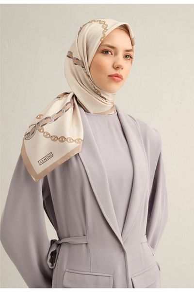 Armine Μεταξωτό κασκόλ Sura 9346-05 Κρέμα Μικτό Σχέδιο