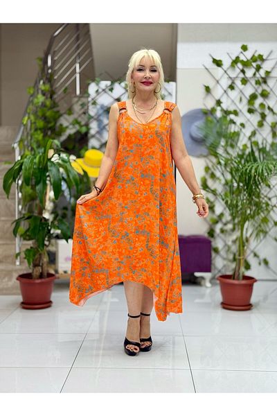 Punta Otantik Hl14013 Viscose Crescent Dress with Shoulder Ring Straps