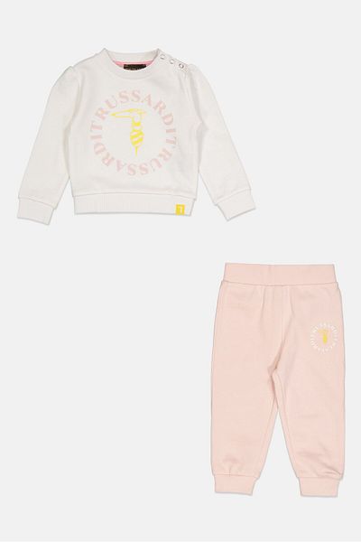 Trussardi Junior Toddlers Girl Long Sleeves Sweatshirt And Pants Set, White/pink
